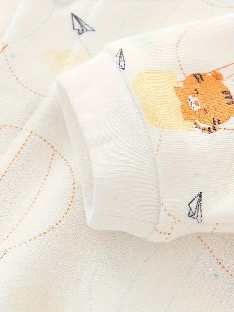 Unisex Footed Baby Onesie | Soft Cotton Animal Print Jumpsuit for Newborns
