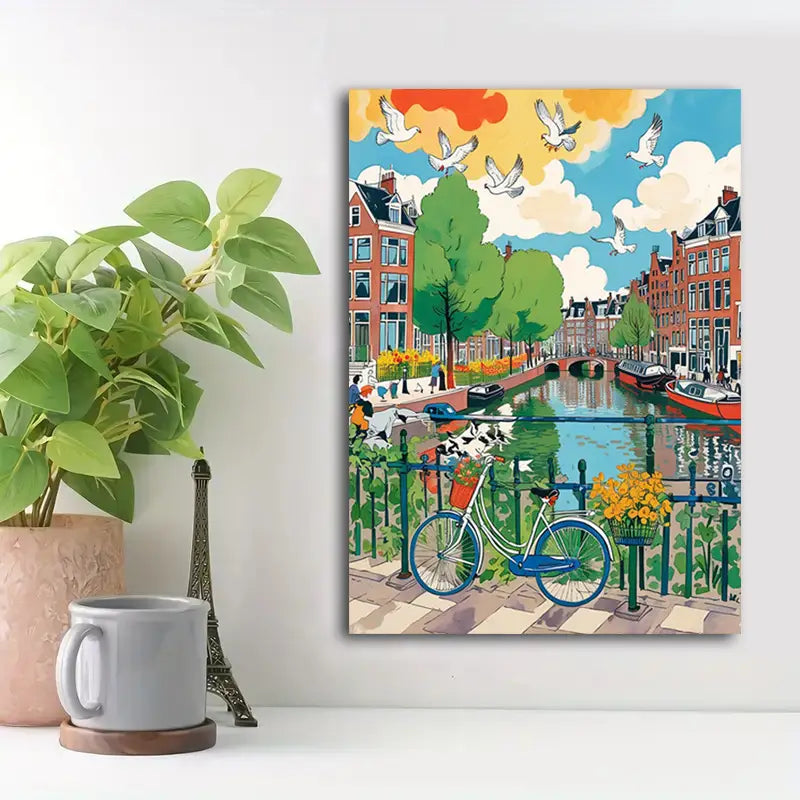 Canvasprint met Amsterdamse charme – Vintage gebouwen als wanddecoratie voor woonkamer en keuken
