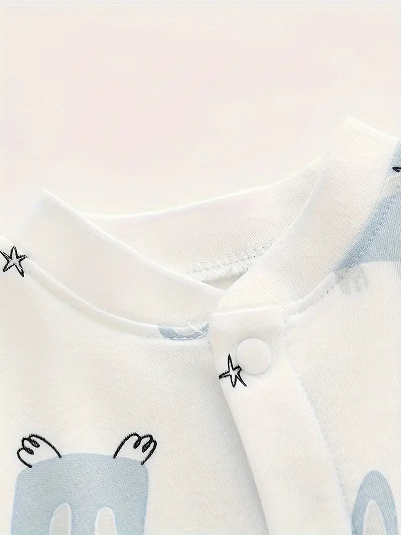 Body bébé boutonné en coton | Grenouillère confortable à manches longues pour bébé garçon