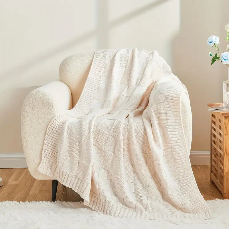 Orange Knit Throw Blanket - Soft, Washable, Versatile