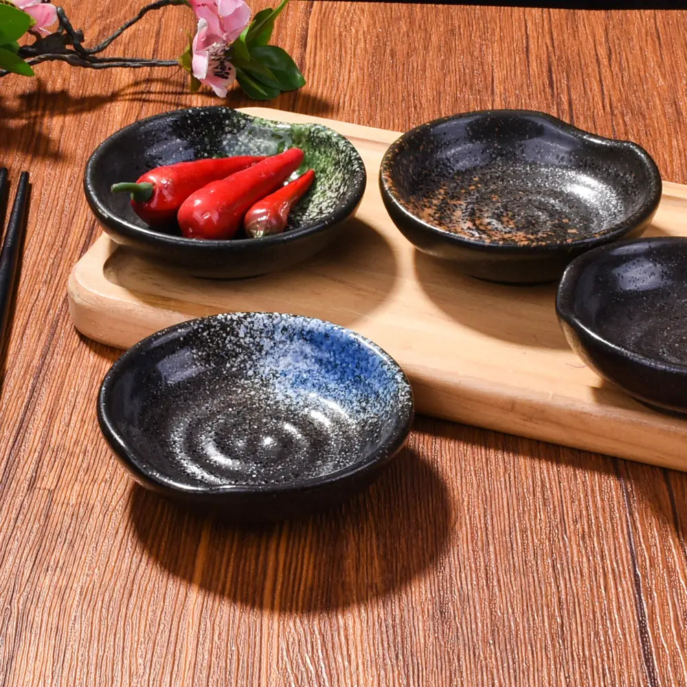 4 Pcs Round Japanese Ceramic Dip Bowls Set