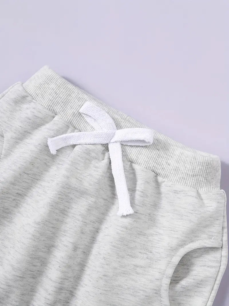 Baby Girl’s Solid Color Casual Trousers - 3-Piece Set for Everyday Comfort