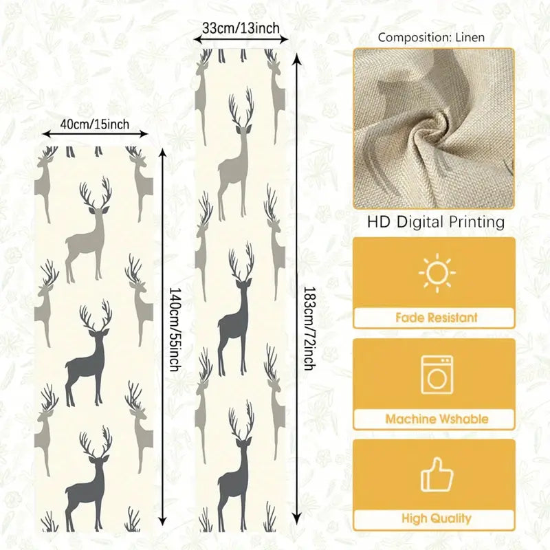 Gray Deer Table Runner - Elegant, Soft, Easy Clean Dining Decor