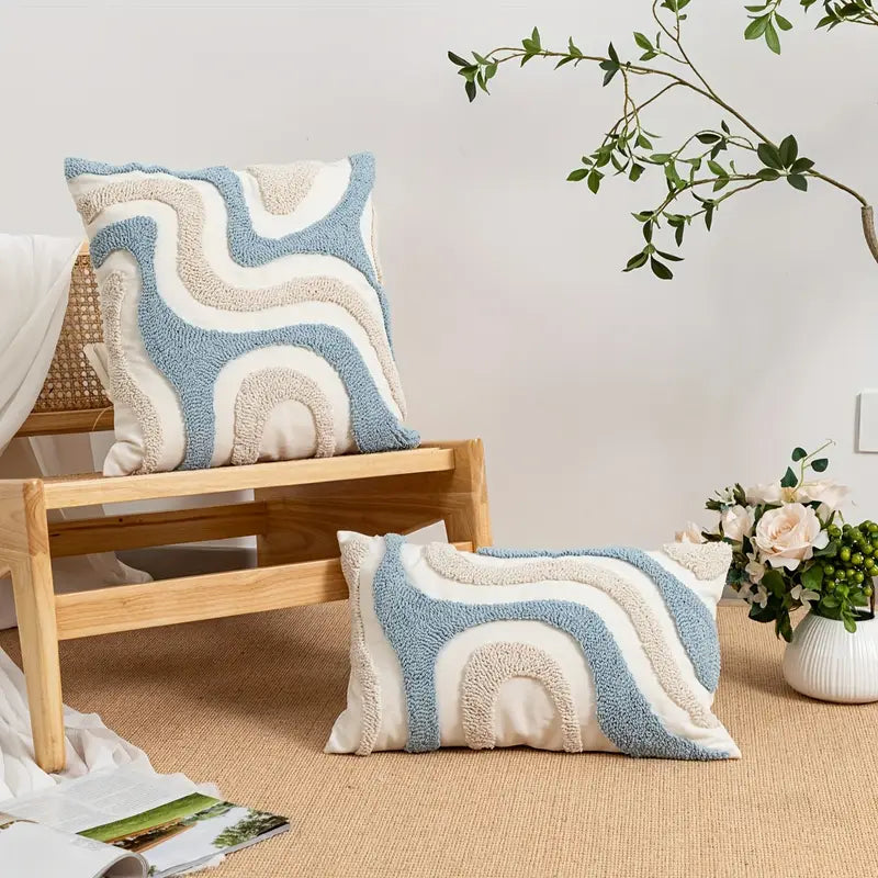 Blue Velvet Pillow Cover - Bohemian Chic Decor, Zippered
