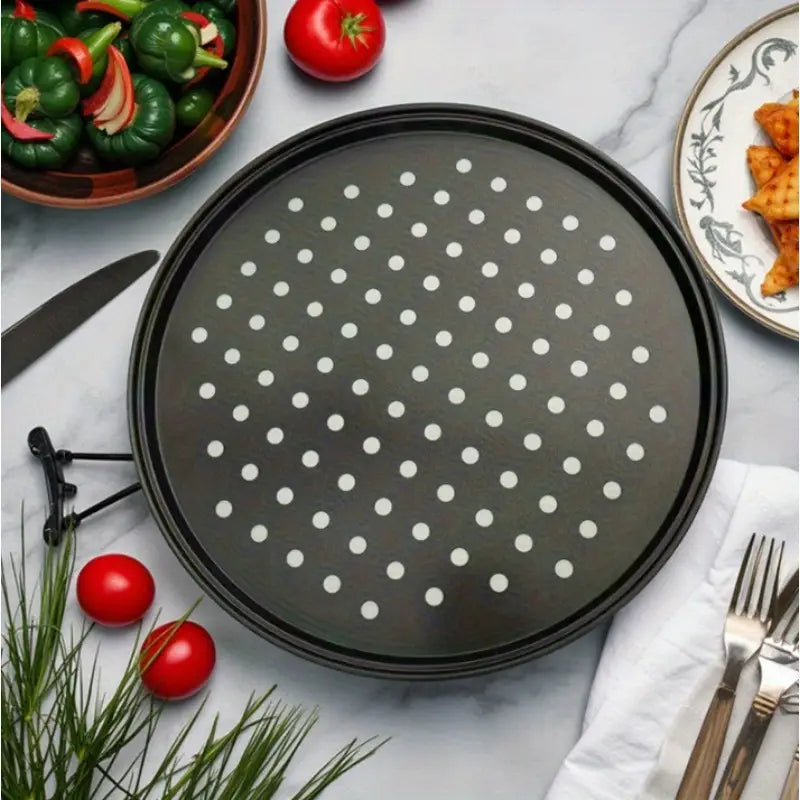 Non-Stick Pizza Crisping Tray – Perforated Roasting Pan for BBQ or Baking