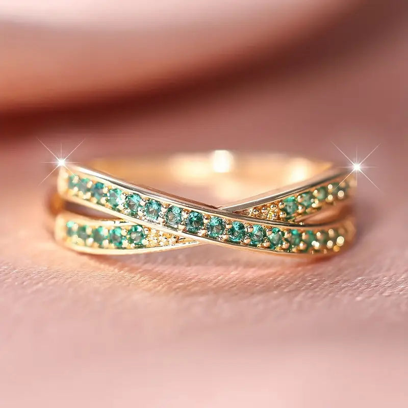 18K Gold Plated Promise Ring Zirconia Engagement Ring Wedding Jewelry