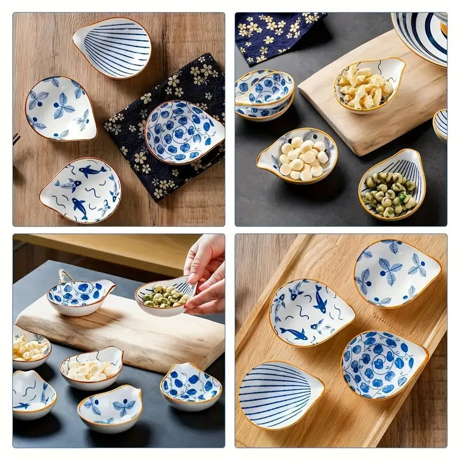 8-Piece Oyster Shell Style Ceramic Saucer Set