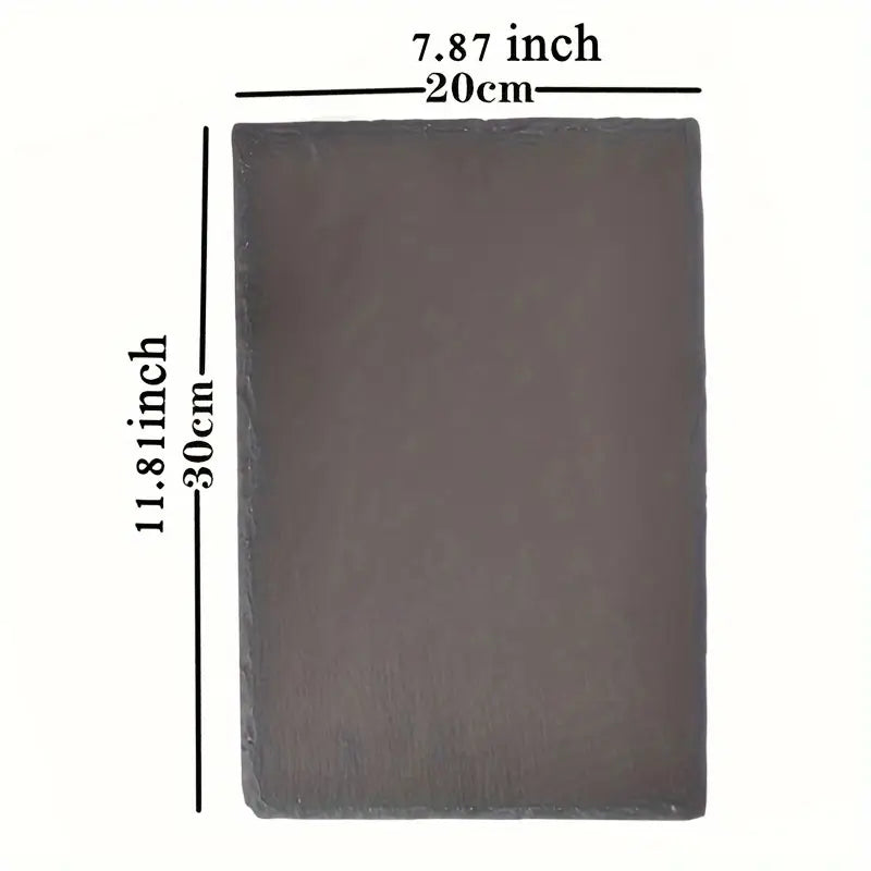 2-Pack Black Stone Slate Platters with 2 Chalk Pens