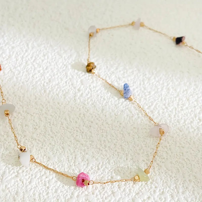Boho Chic Natural Stone Beaded Necklace – Colorful Jewelry for Beach & Everyday Wear