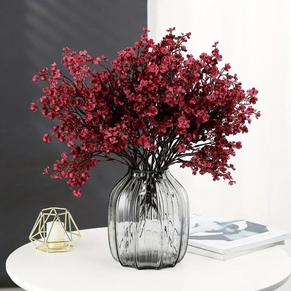 10pcs European Style Gypsophila Bouquets Dark Red Silk Flowers