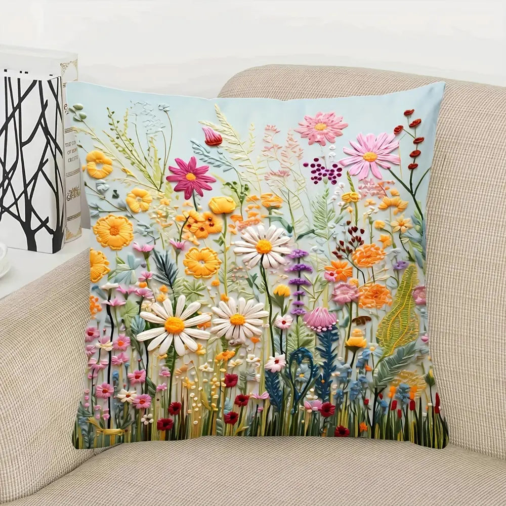 Vibrant Floral Pillow Cover 45.72x45.72 cm