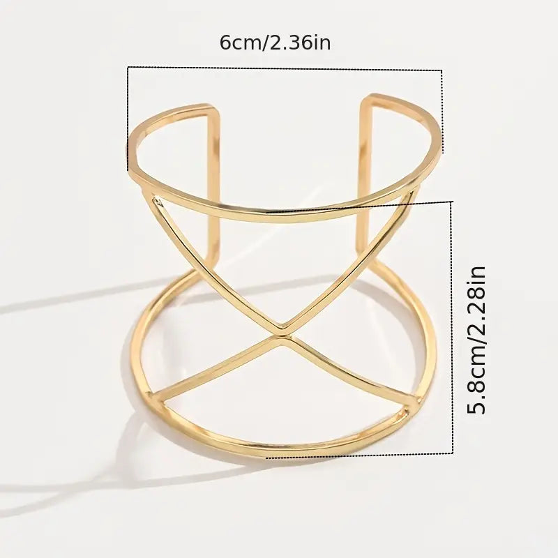 Geometric Hollow Wide Bangle Bracelet – Stylish Jewelry for Party & Daily Wear