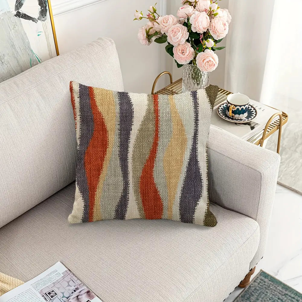 1pc Bohemian Chic Geometric Pattern Throw Pillow Cover, 17x17 Inches