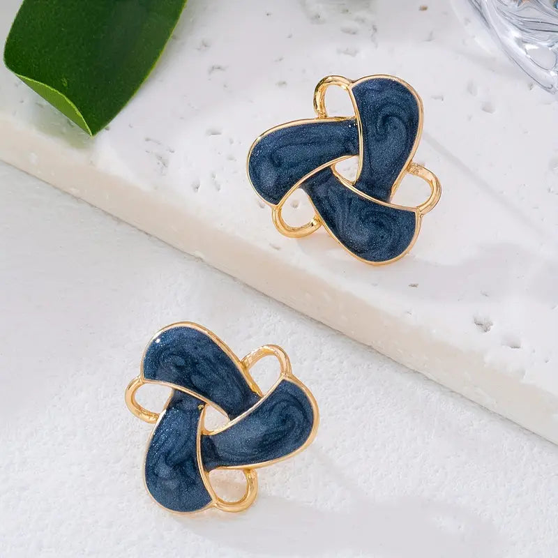 Rotating Flower Earrings - Geometric Dangle Studs Jewelry