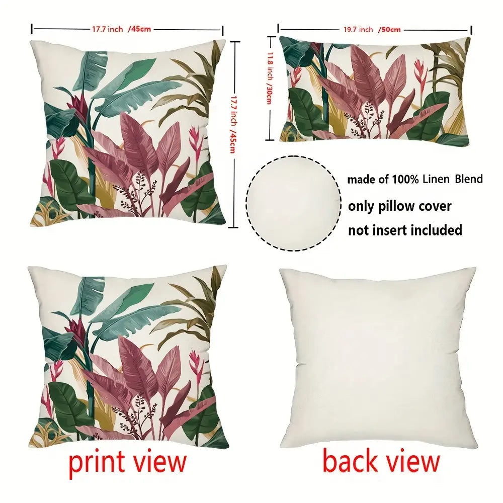 1pc, Tropical Plant Pattern Throw Pillow Cover Exotic Palm Leaves Design