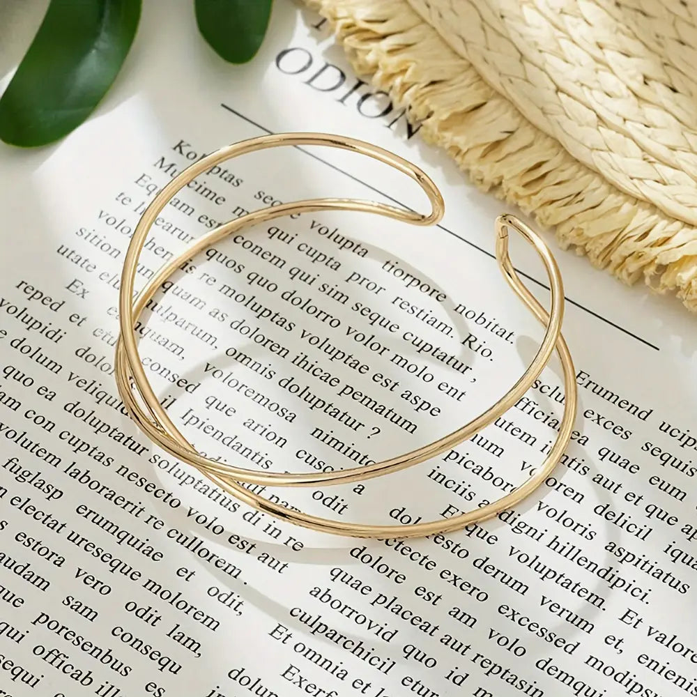 Chic Golden-Tone Multi-Line Arm Cuff Set
