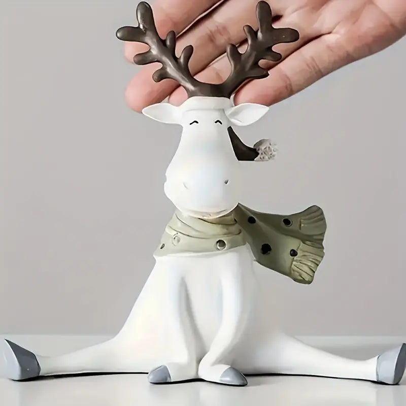 Resin Deer Sculpture - Hand-Painted Figurine Home Decor Gift