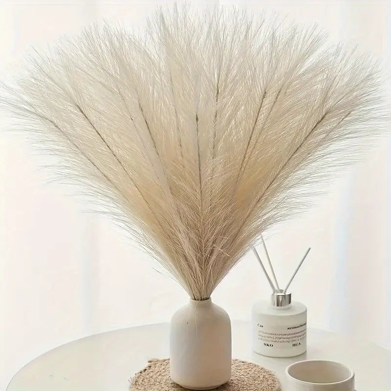 Bouquet de 10 brins d'herbe de pampa artificielle – 42 cm, style bohème, pour décoration de mariage et d'intérieur
