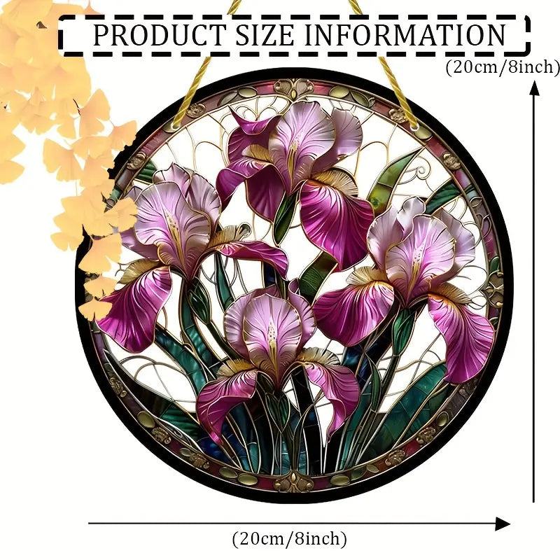 1pc Vibrant Purple Iris Suncatcher - 20.32cm x 20.32cm