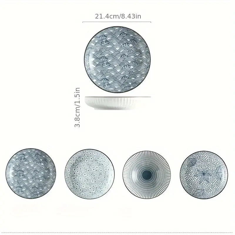 4pcs Printed Ceramic Plates