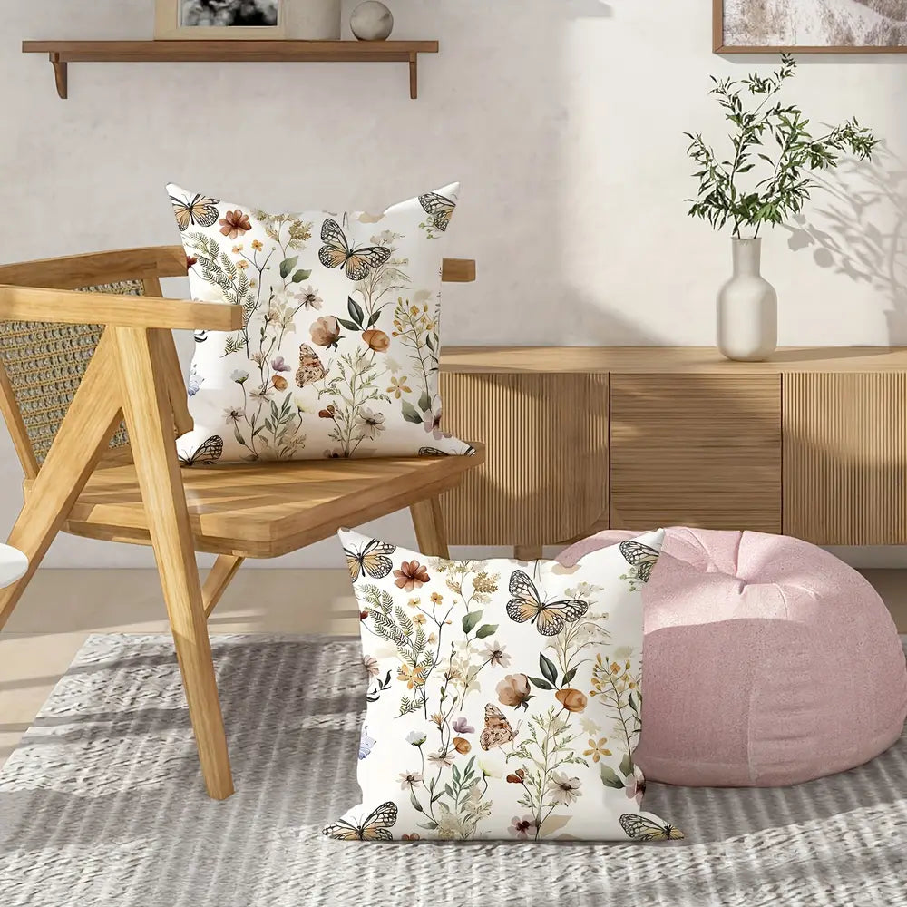 Taie d'oreiller courte en peluche verte papillon, 2 pièces, 45,72 x 45,72 cm
