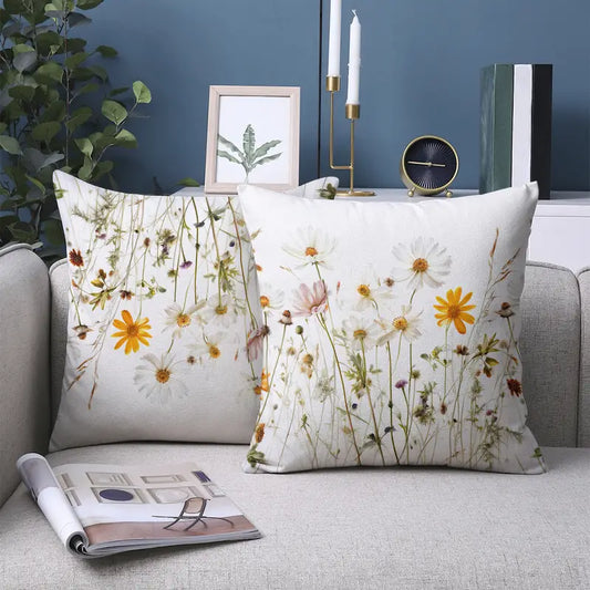 Lot de 2 housses de coussin en peluche douce à imprimé floral – Housses de coussin colorées pour la décoration intérieure
