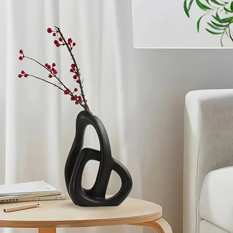Geometric Ceramic Vase - Modern Home Decor Living Room