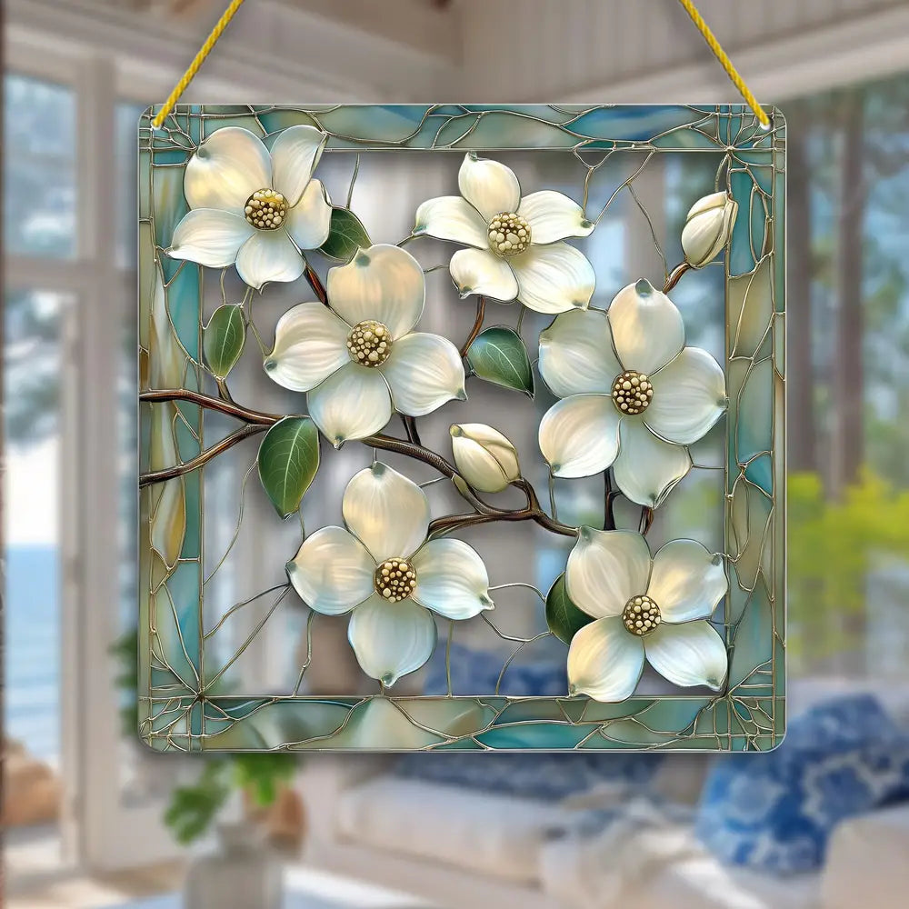 1pc Vibrant Dogwood Flower Suncatcher - 20.32cm x 20.32cm