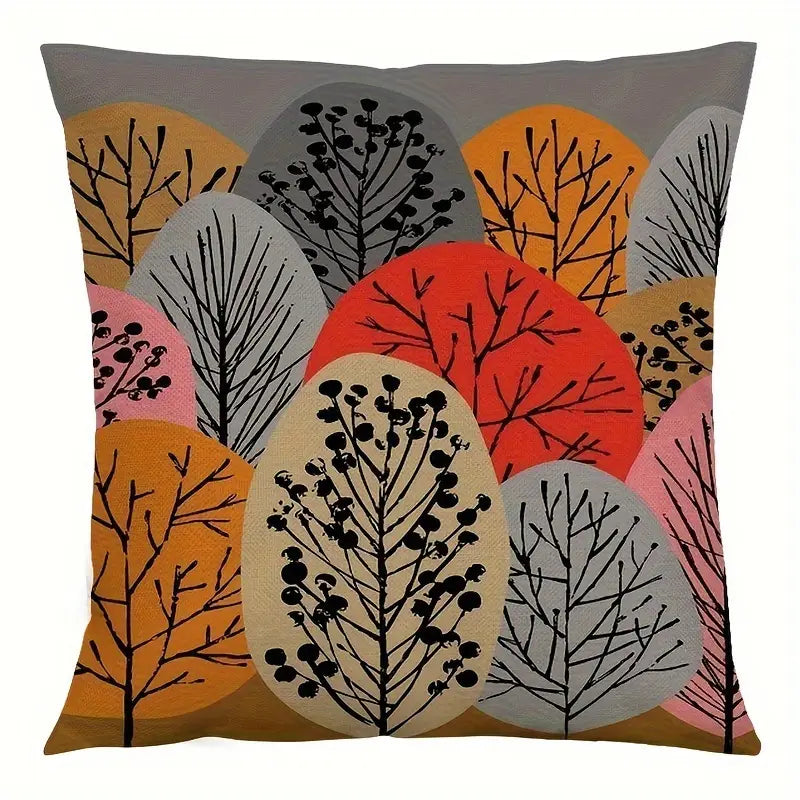 Lot de 4 housses de coussin géométriques abstraites en lin – Housses de coussin rétro en polaire pour canapé et lit