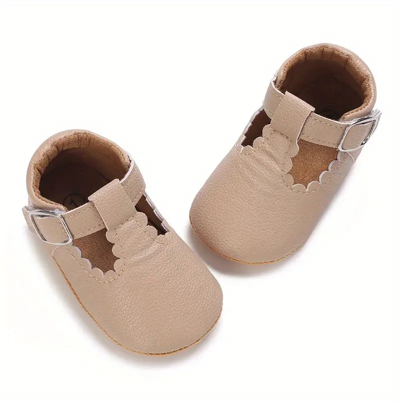 Chaussures en cuir à scratch pour fille | Chaussures plates et souples pour crèche, idéales pour les fêtes et la maison