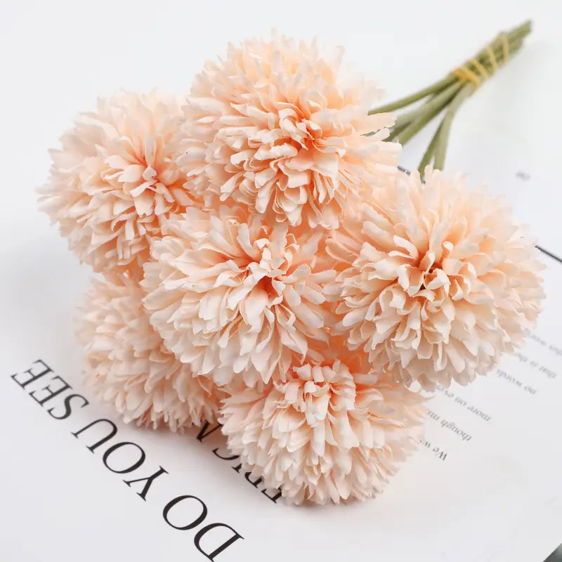 Bouquet de pissenlits artificiels et de chrysanthèmes Pong, 5 pièces – Décoration de table pour mariage et maison