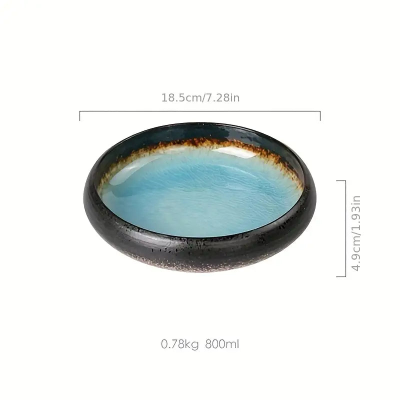 1pc Creative Kiln Split Glaze Ceramic Plate