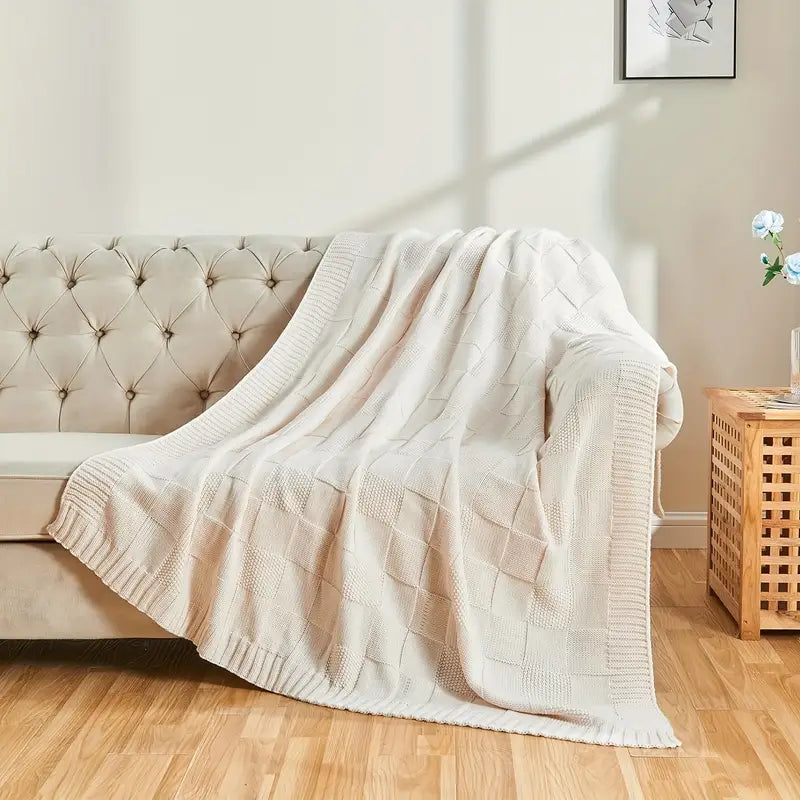Orange Knit Throw Blanket - Soft, Washable, Versatile