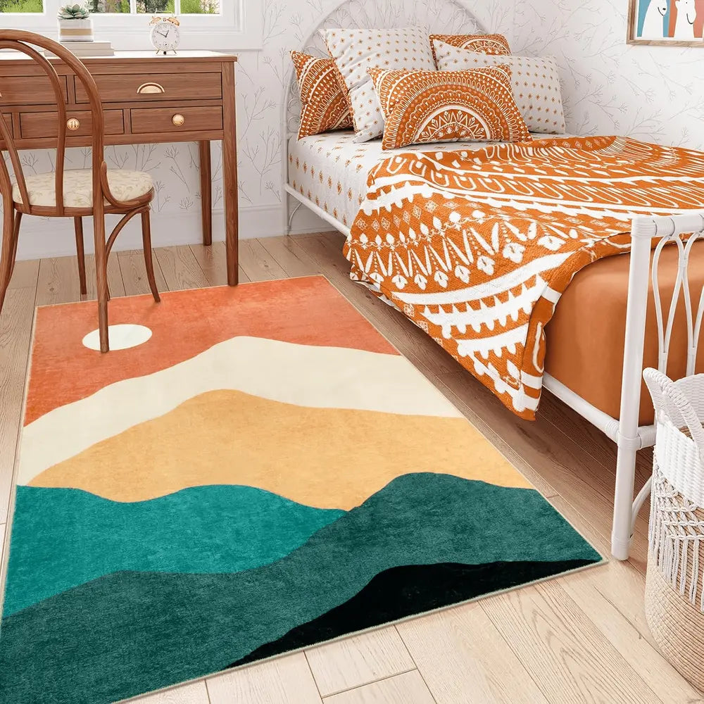 1 tapis moelleux à poils longs, antidérapant et lavable