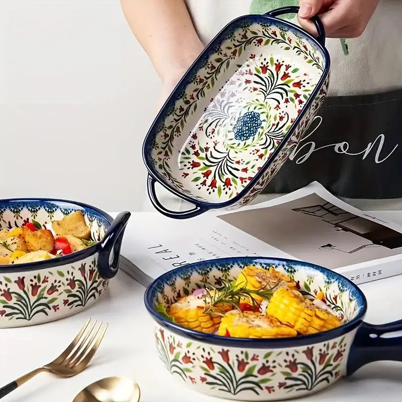 Polish Ceramic Baking Dish – 9-Inch Vintage Casserole Plate, Oven Safe