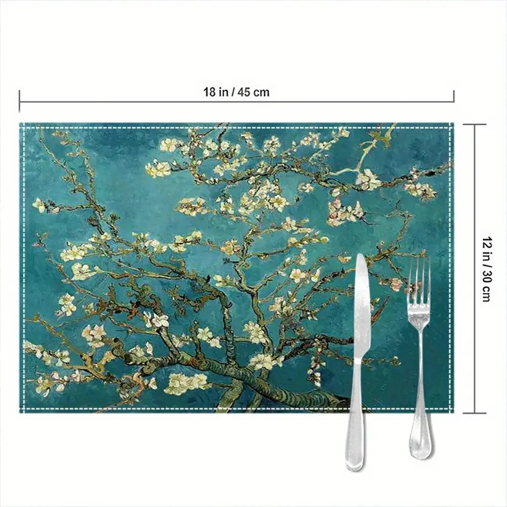 4 stuks placemats met amandelbloesemmotief van Vincent Van Gogh