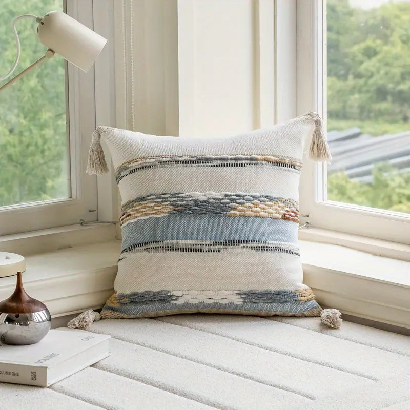 Boho Throw Pillow Cover - Ethnic Tassel Pillowcase - Home Decor