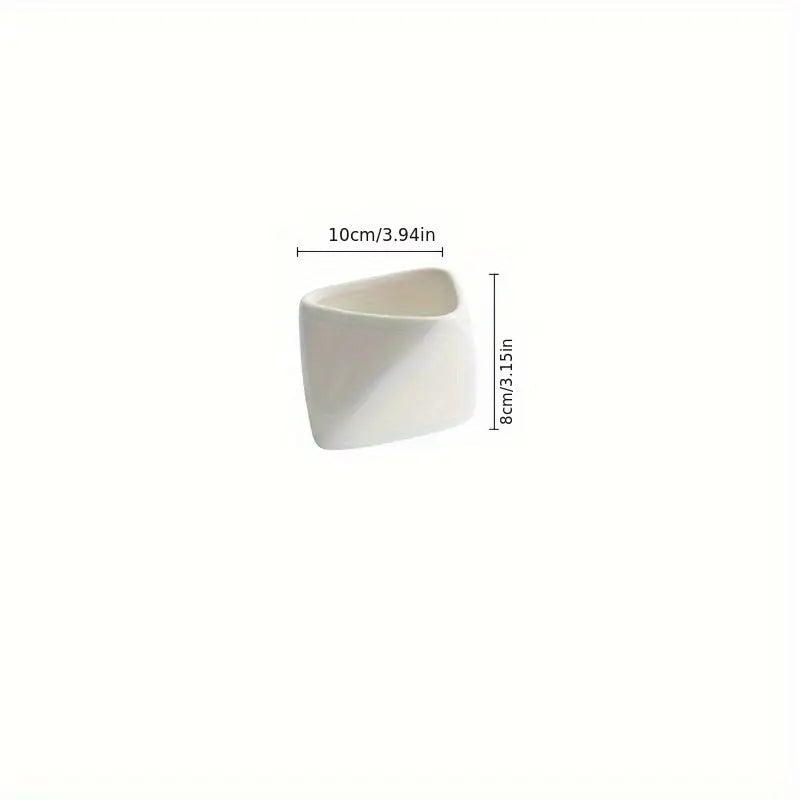 1pc Ceramic French Fry Cup - Triangular Snack & Dip Serving Bowl