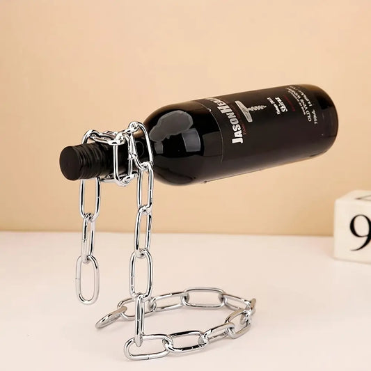 Iron Chain Wine Bottle Holder, Decorative Hanging Wine Rack