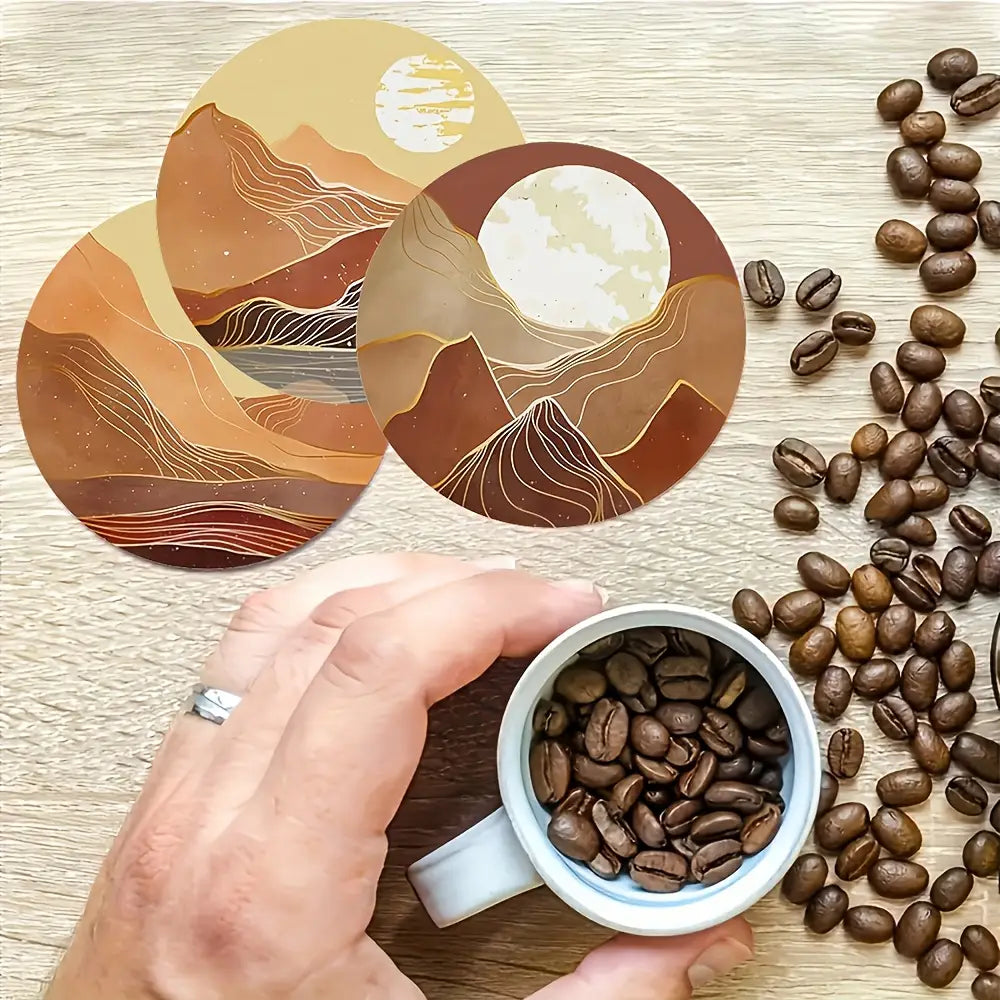 6pcs Set Bohemian Style Wood Coasters for Drinks