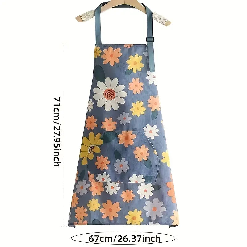 1 stuk polyester schort met bloemenmotief, olie- en waterdicht