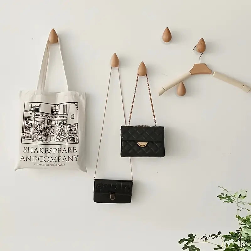 2pcs Wooden Teardrop Wall Hooks