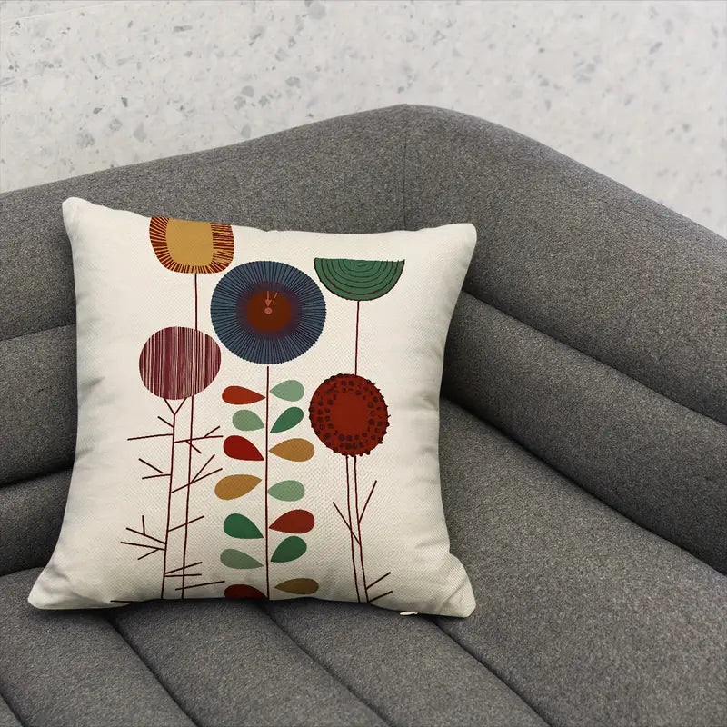 Lot de 4 housses de coussin style bohème – Housses de coussin texturées à motif floral abstrait nordique pour la décoration intérieure