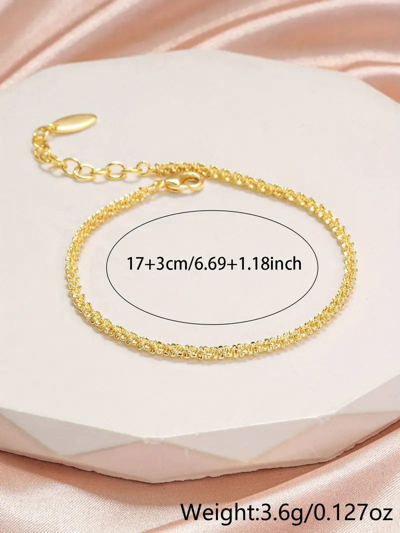 Elegant Snowflake Chain Bracelet – 18K Gold Plated Copper Jewelry for Women