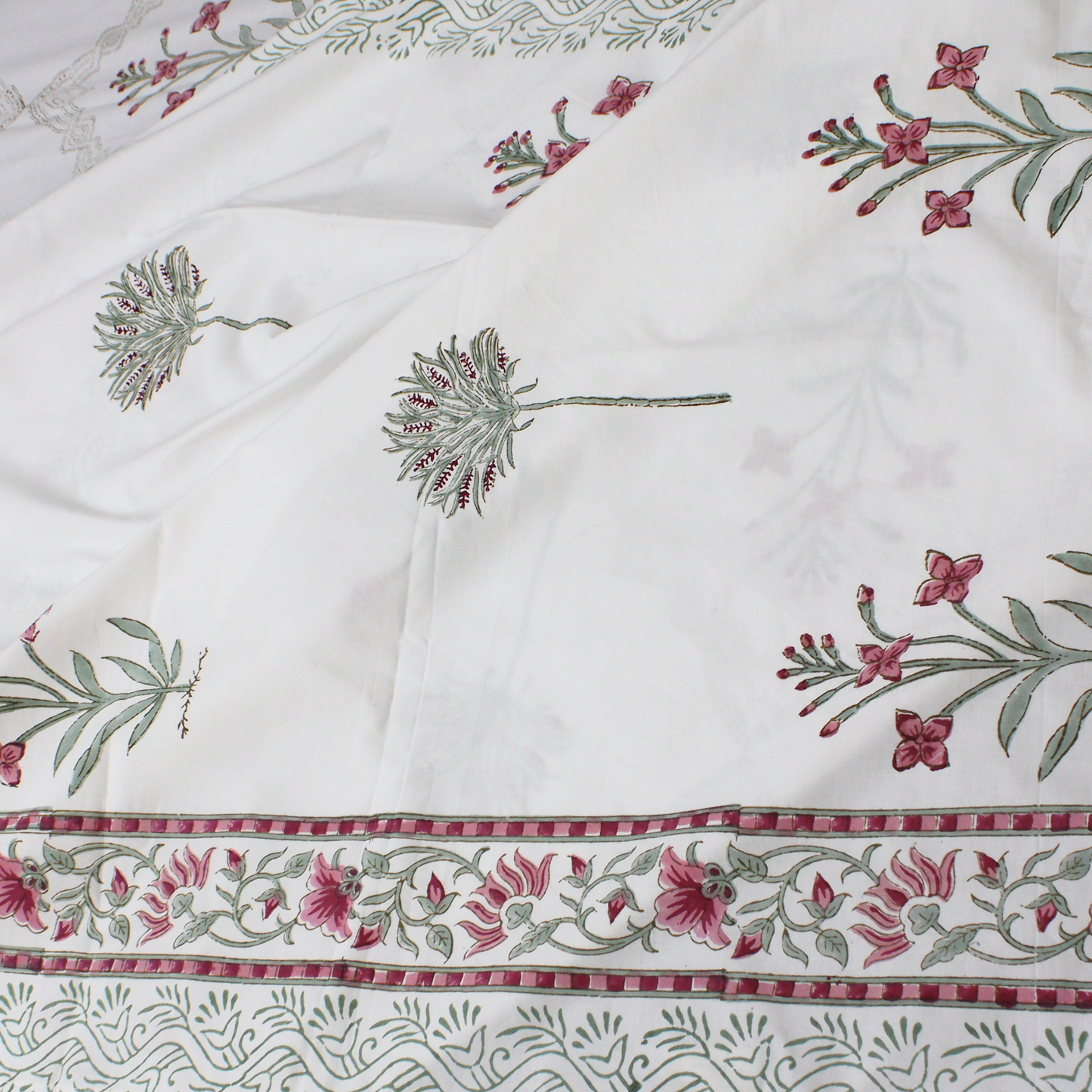Bedsheet | Handblock Cotton Garden Inspired | Set of 3