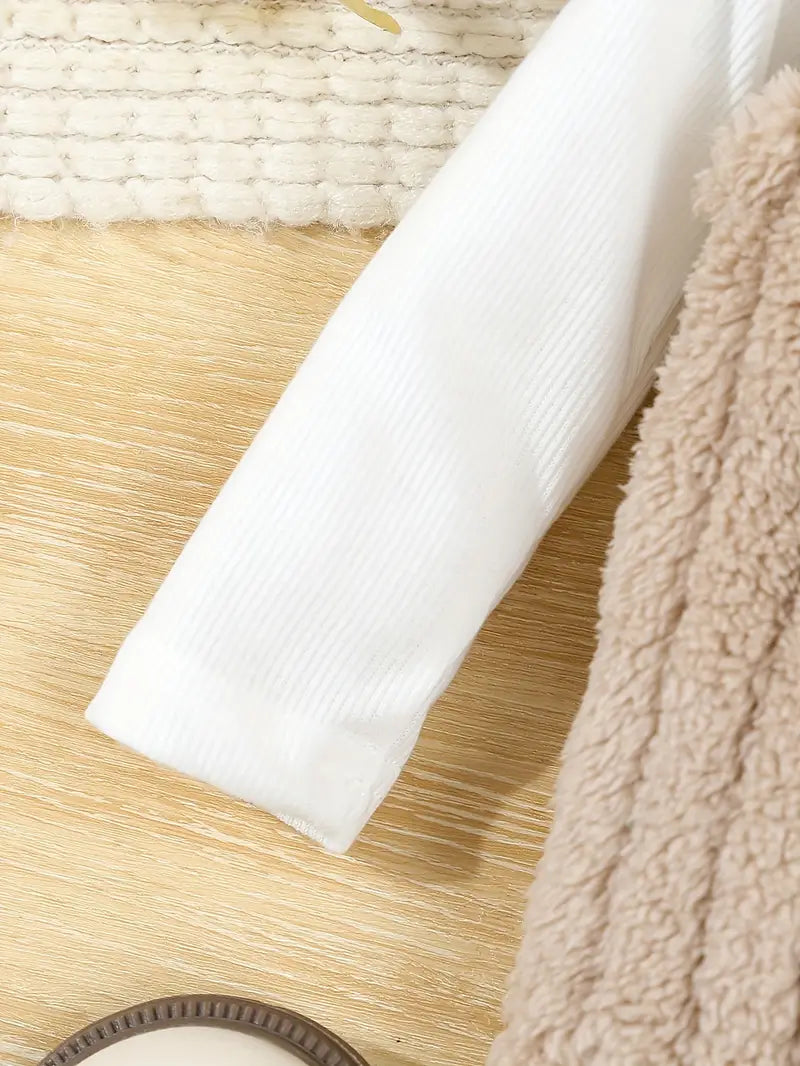 Ensemble 2 pièces douillet pour fille | Gilet à capuche en polaire douce et haut à manches longues et col montant