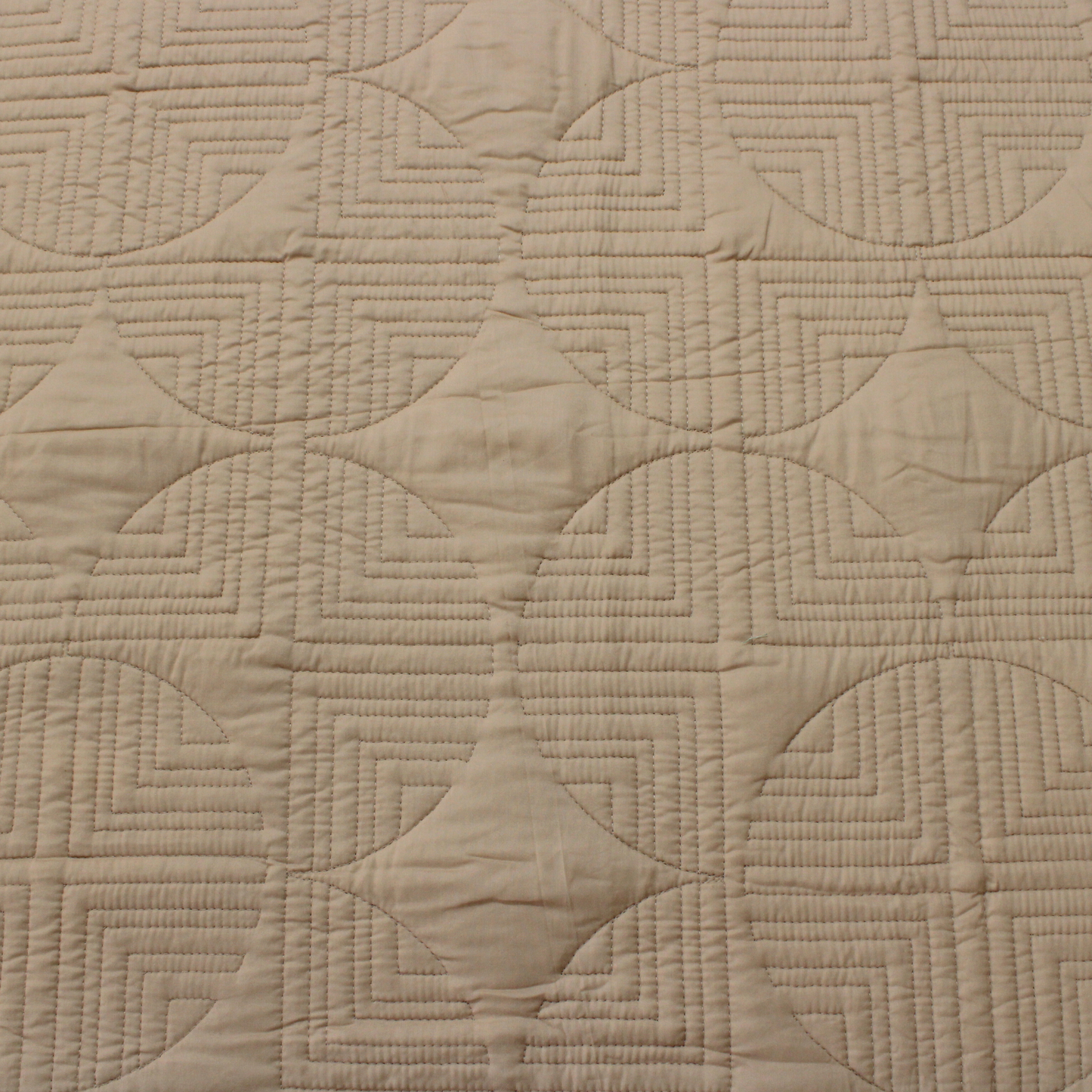 Bedsheet | Cotton Quilted Geometric Peach Mist | 3 Pc Set