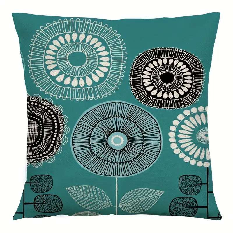 Lot de 4 housses de coussin géométriques abstraites en lin – Housses de coussin rétro en polaire pour canapé et lit