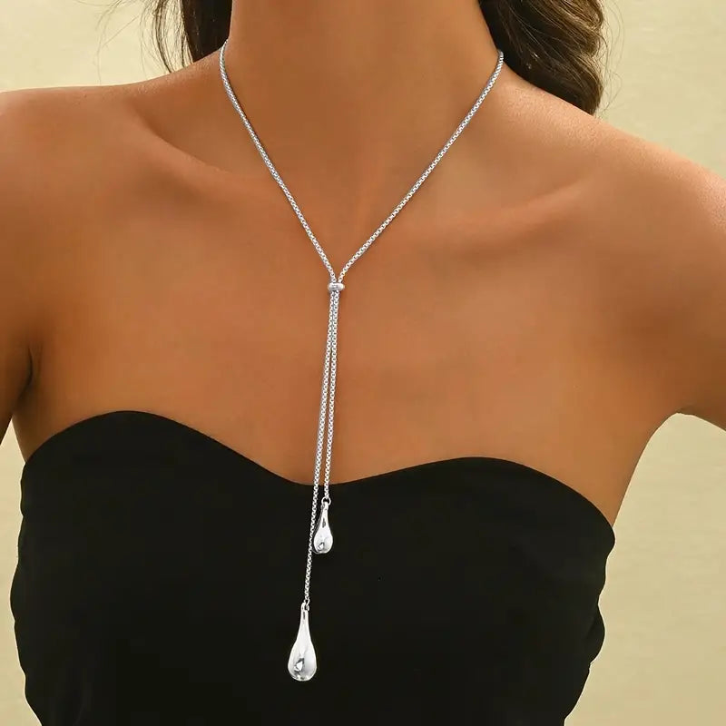 Teardrop Pendant Necklace Adjustable Boho Layering Jewelry