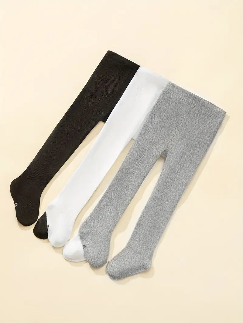 3-pack effenkleurige panty's voor meisjes - rekbare polyester leggings voor lente/zomermode